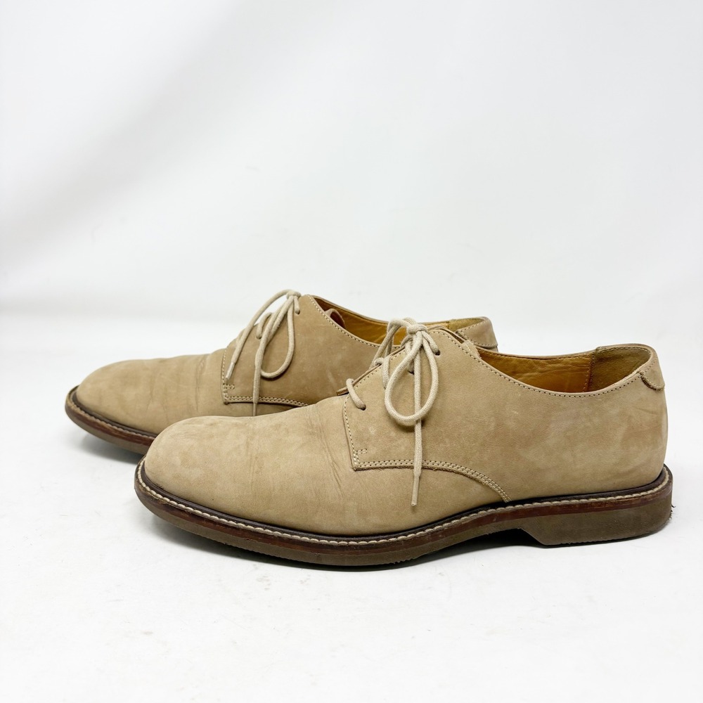 Johnston & Murphy Tan Nubuck Leather Plain Toe Derby Shoes Mens Size 9M Preppy - Picture 2 of 13